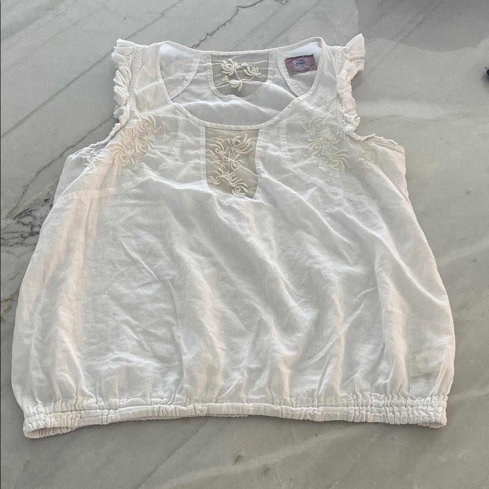 Free People Sleeveless Top with Embroidered Details 100% Cotton